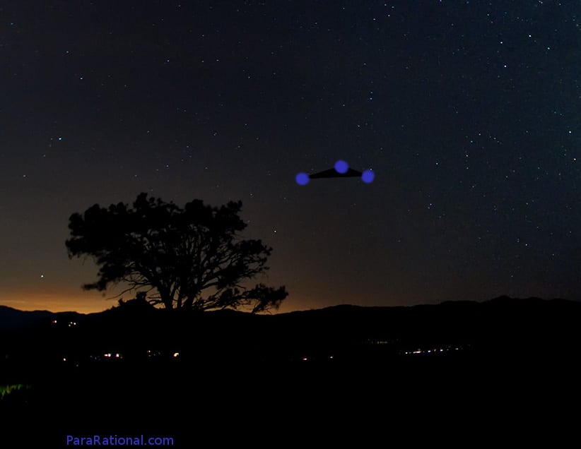 Triangle Shaped UFO with Blue lights