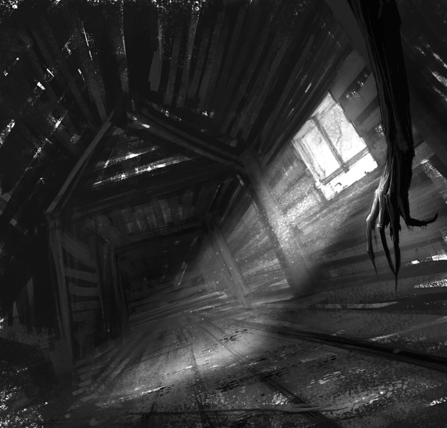 Moster in a dark attic