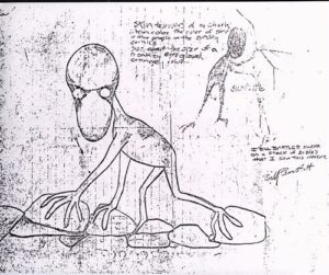 Barlett's drawing of the Dover Demon