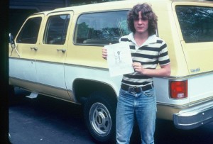 Baxter with his drawing of the dover demon