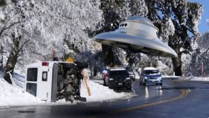 San Bernadino UFO forces van from road