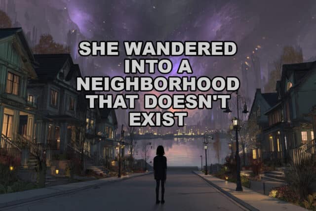 Woman wanders into a neighborhood that doesn't exist.