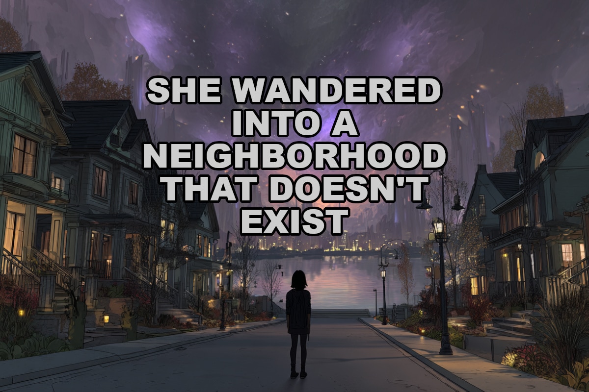 Woman wanders into a neighborhood that doesn't exist.