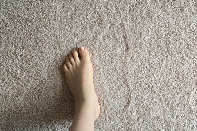 Comparison of her foot to the mystery print found in the carpet