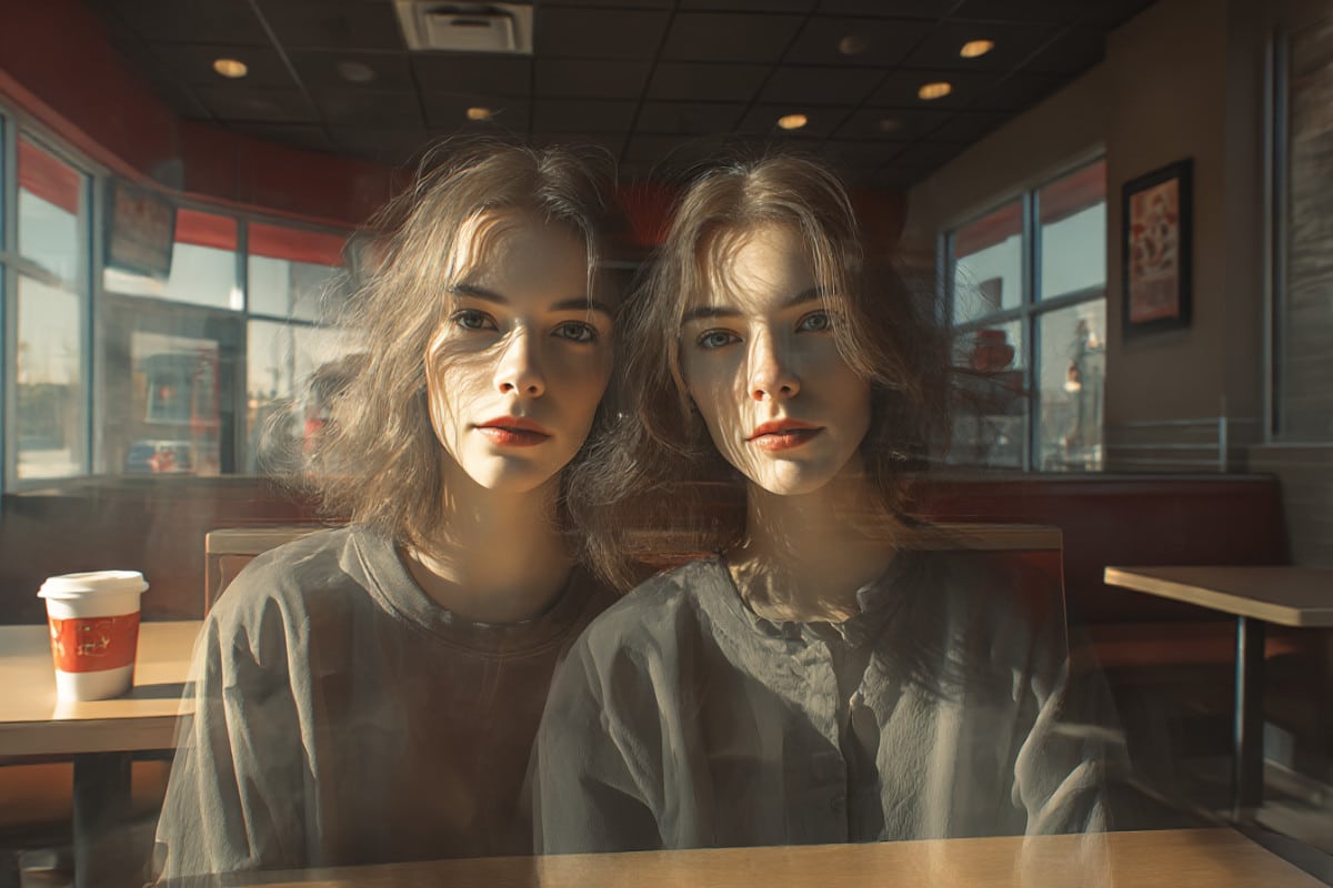 Can you solve the mystery of how this woman seemingly has a twin in every regard?